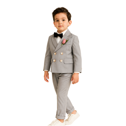 Boys' Double-Breasted Suit with Bow Tie - B0018