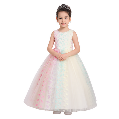3D Butterfly Tulle Birthday Dress Long for Girls - G0003