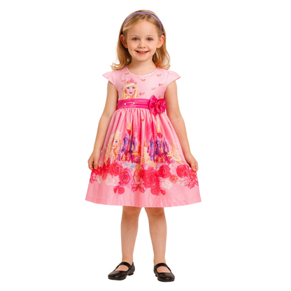 Pink Barbie Print Dress for Babies and Toddlers - G0094