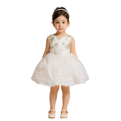 Special Occasion Dress with Rose-Shaped Skirt and Beaded Embroidery - G0122