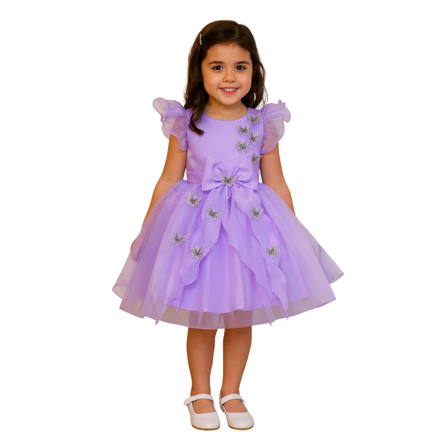 Butterfly Organza Tulle Dress with Ruffles for Girls - G0022