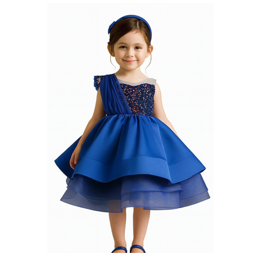 Elegant one-Shoulder Sequined Dress for Girls